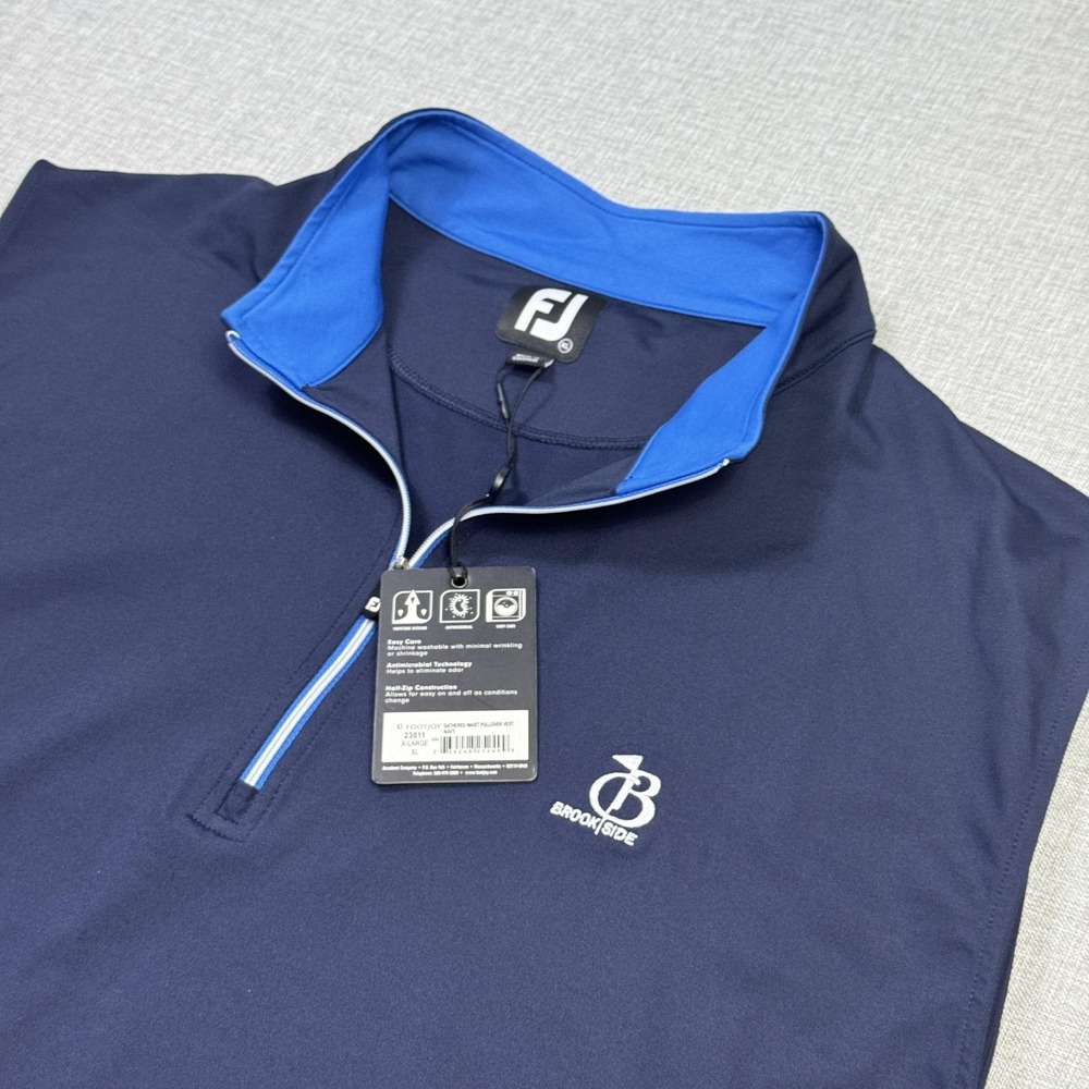 FootJoy Performance Golf Vest Mens XL Blue 1/2 Zip Mock Neck Moisture Wicking